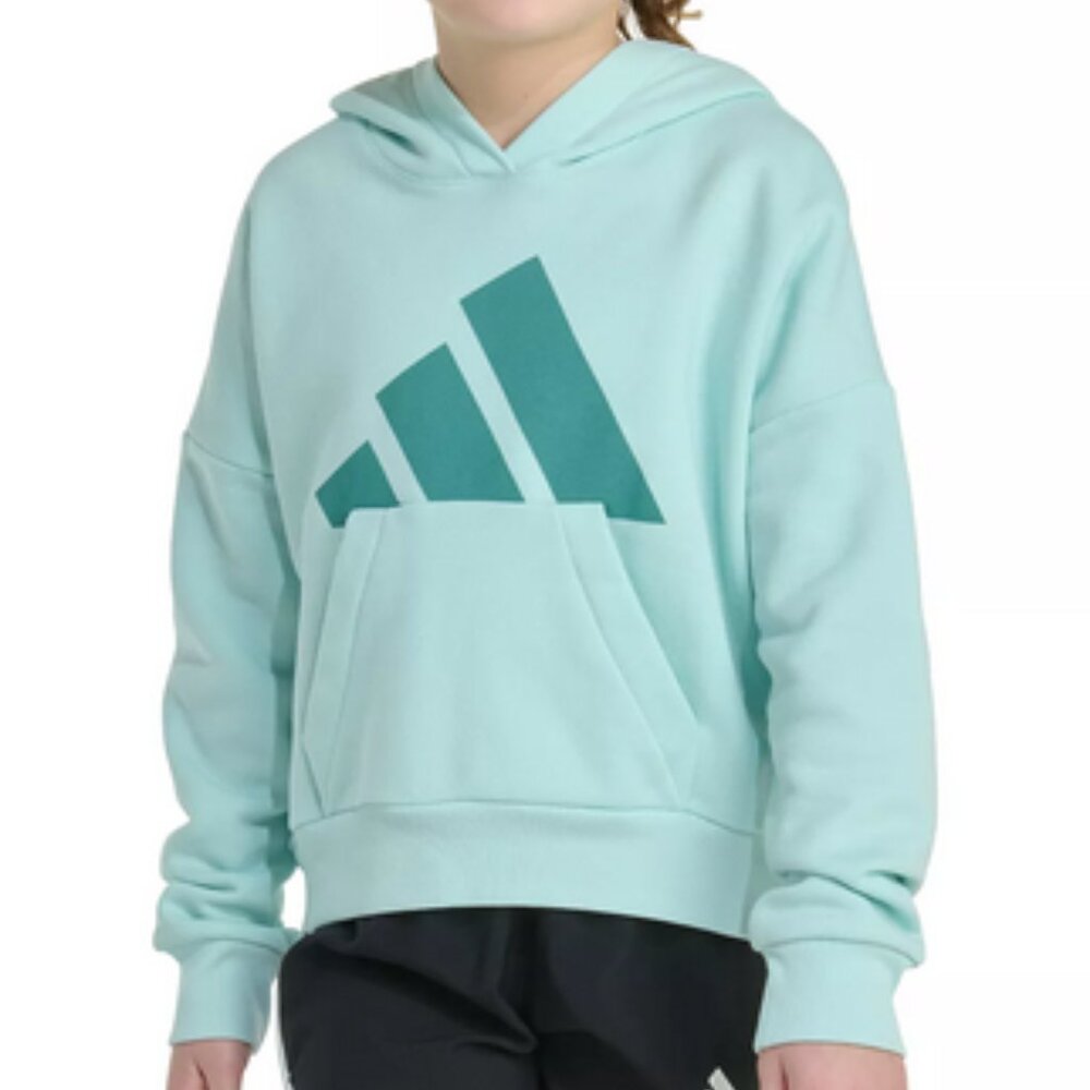 Girls adidas Big Logo Graphic Hoodie Medium Mint Green NWT